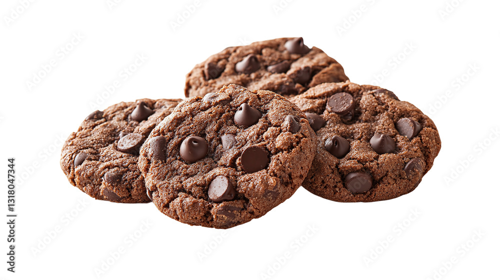 Set collections of double chocolate chip cookies, isolated on transparent background. Set collections of double chocolate chip cookies, isolated on transparent background.