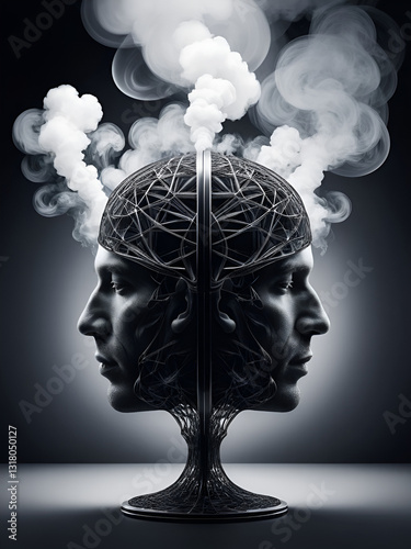 Smoke and mirrors concept symbolizing deception and the complexities the mind