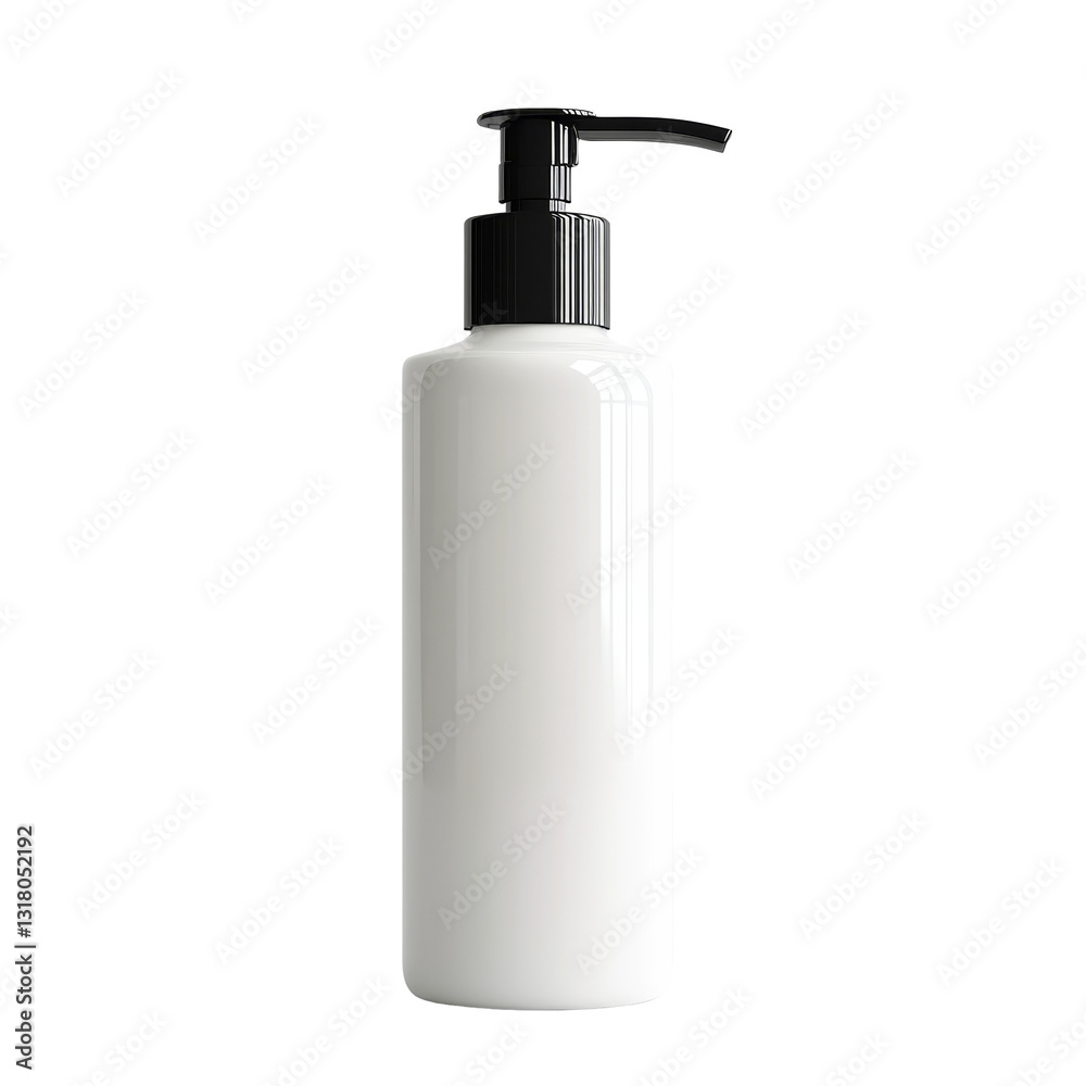 Cream pump bottle on a transparent background suitable for lotion, soap, or cosmetic use in a minimalist setting, cream pump bottle on transparent backgroundfile