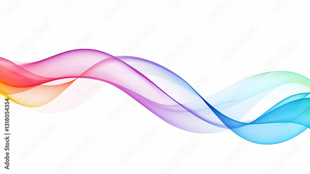 Fototapeta premium Abstract Wavy Design with Gradient Color Lines Flowing on White Background for Creative Illustrations