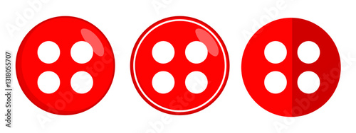 Red Four Hole Buttons Simple Design Variations Graphic