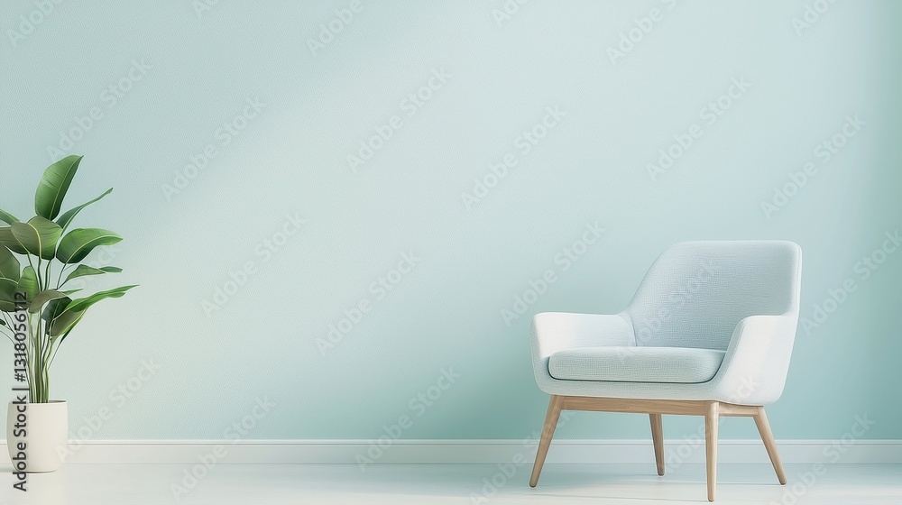 Fototapeta premium Serene Counseling Space, Soft green and blue walls create a calming environment, promoting comfort and tranquility for mental health care and supportive conversations.