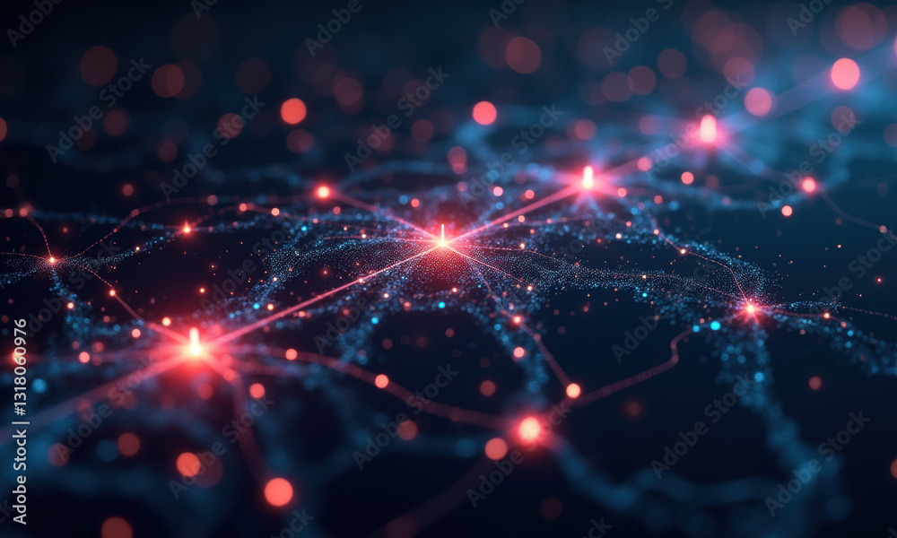 Obraz premium Global Network Connection, Digital Data Flow - Abstract Backgrounds