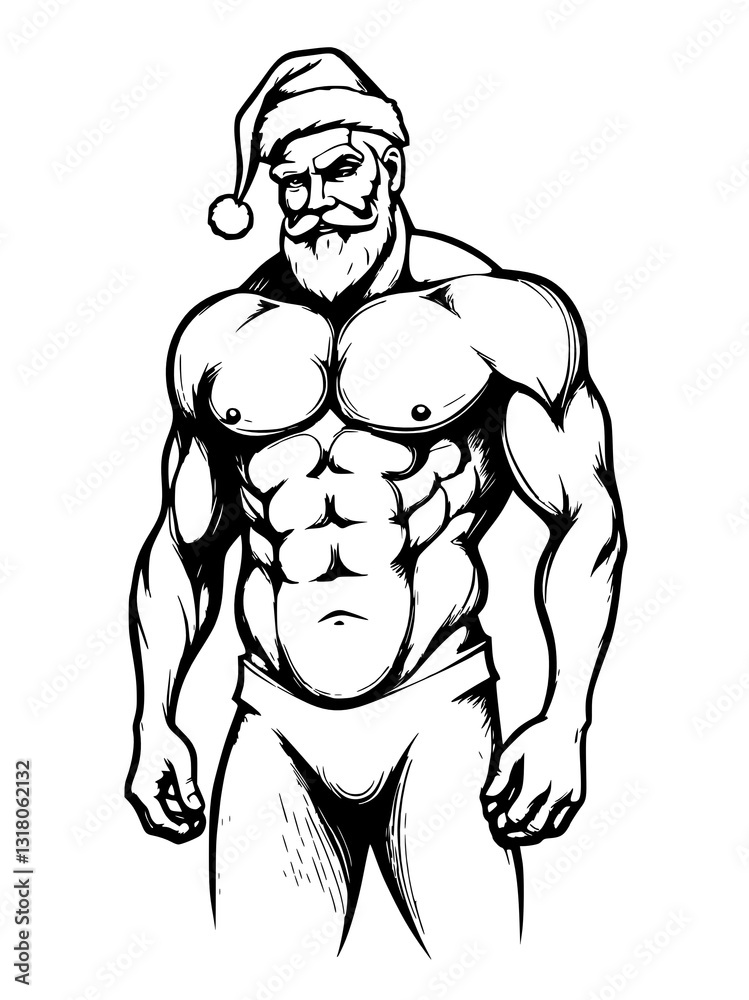 Fototapeta premium a man with a beard and a santa hat