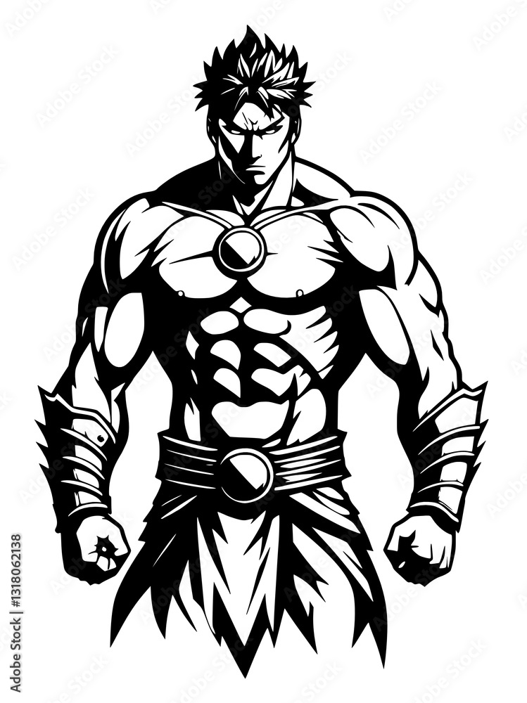 Fototapeta premium a black and white illustration of a male warrior