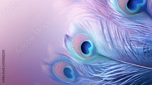 Elegant corporate banner featuring detailed peacock feathers with a soft gradient background  
