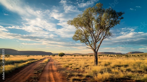 Solitary Outback Tree: An Australian Savannah Sunset
