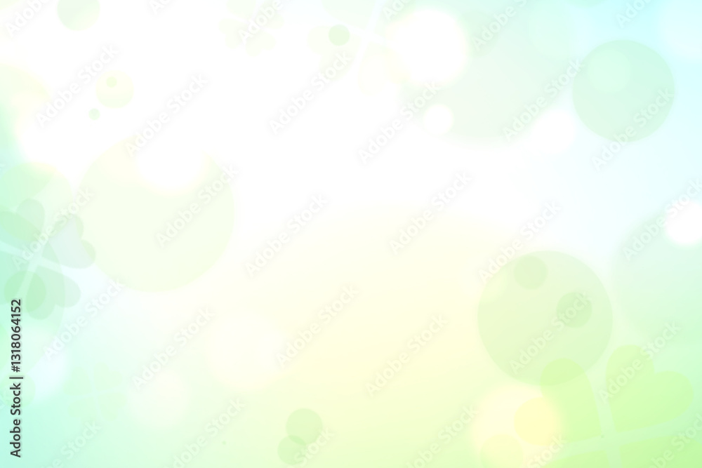 Fototapeta premium 爽やかなクローバーのきらきら光るシンプルなグラデーション背景壁紙イラストテクスチャ【緑、黄緑】