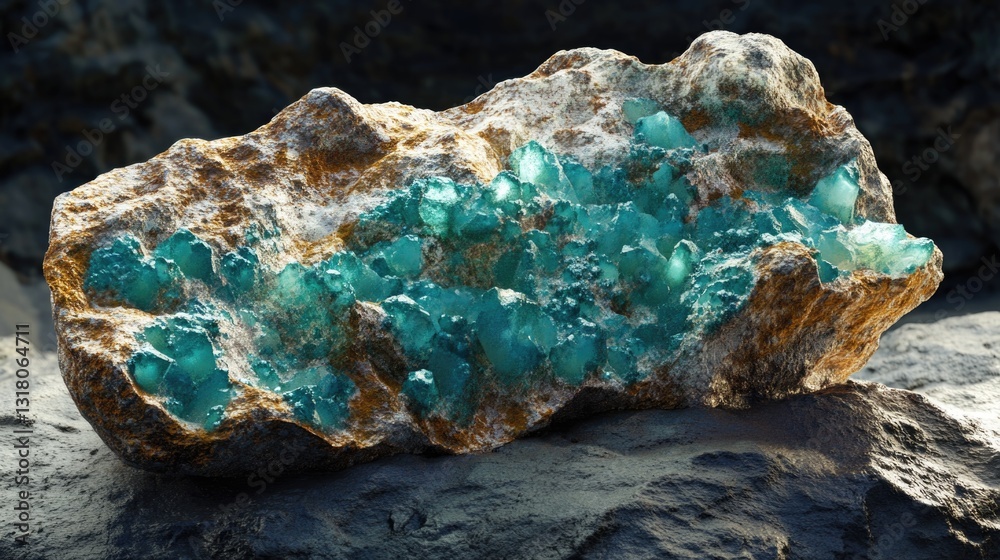 Obraz premium A chunk of rock containing a vibrant display of crystals