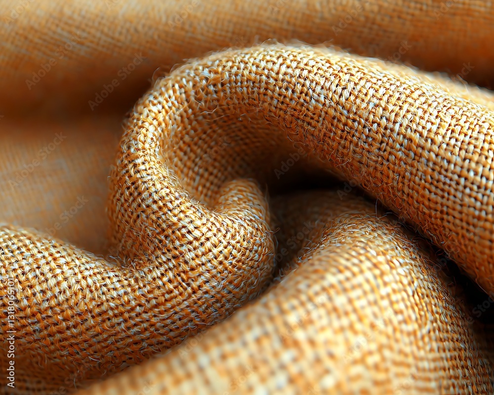 Fototapeta premium Golden Linen Fabric Swirl Texture.