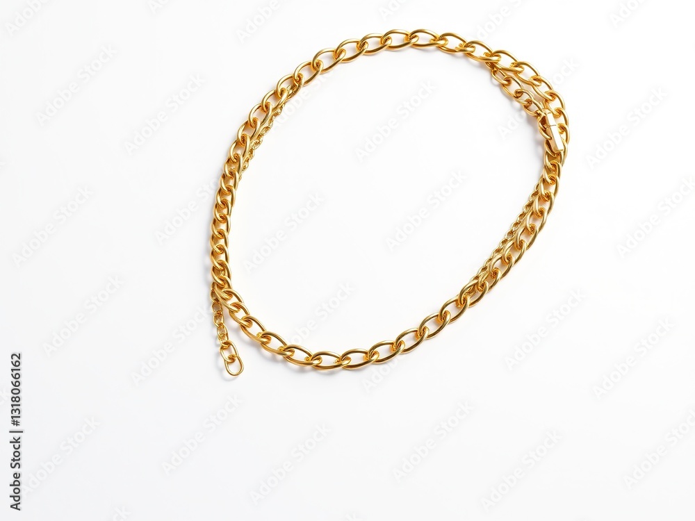 Elegant Gold Chain on White Background with Space for Text Elegant Gold Chain on White Background with Space for Text