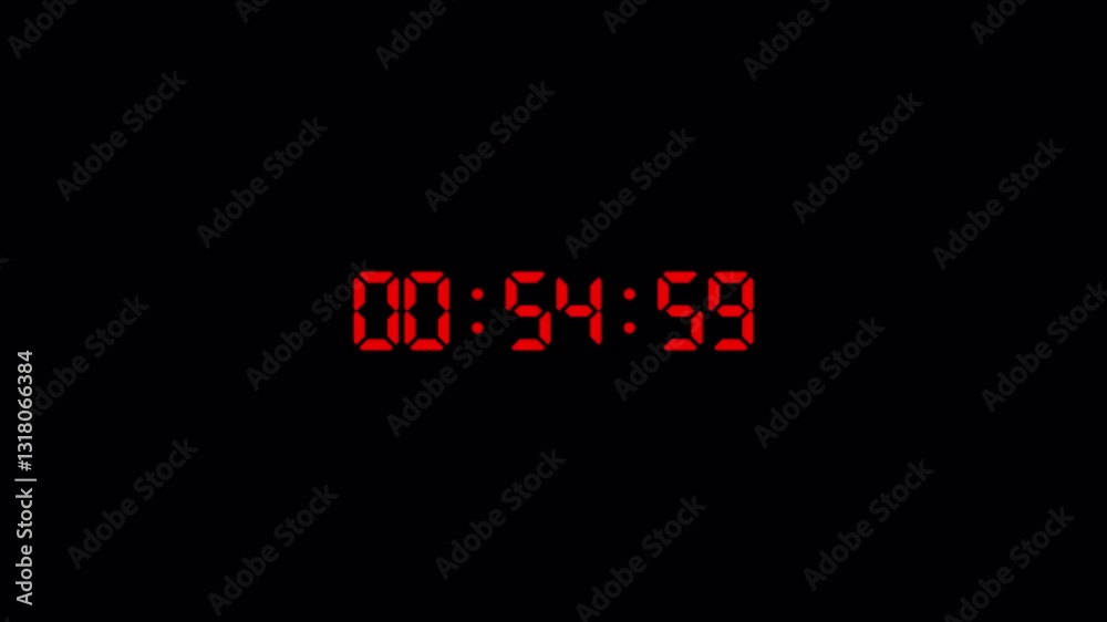     Digital one minute countdown timer in one minute 1 min countdown,  timer animation in sixty seconds, Hour, Minute, Second. countdown video