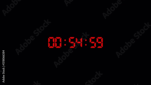     Digital one minute countdown timer in one minute 1 min countdown,  timer animation in sixty seconds, Hour, Minute, Second. countdown video