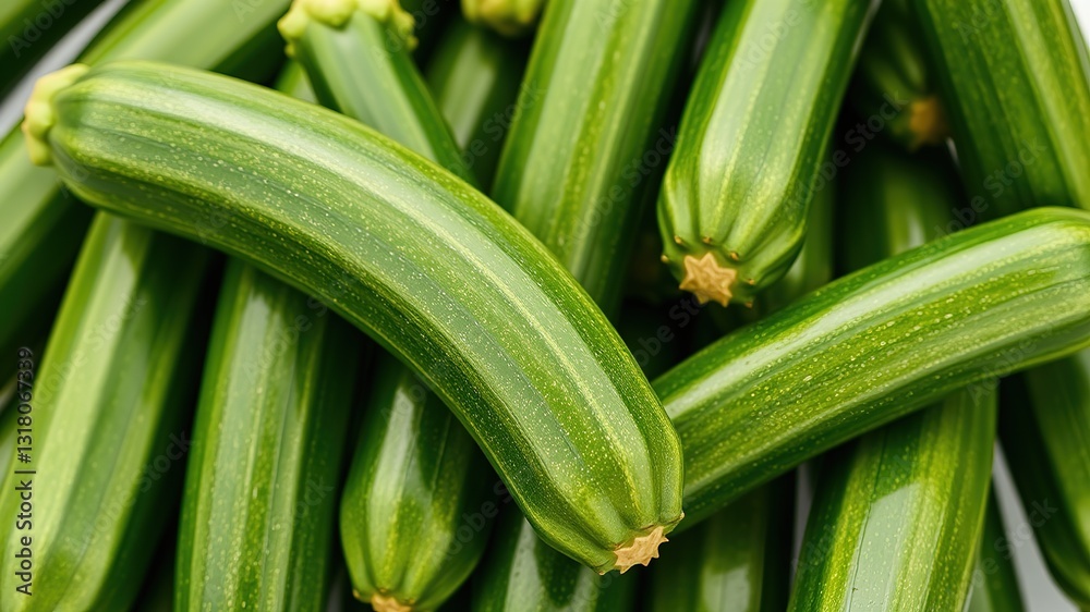 Fototapeta premium Fresh Green Zucchini Bunch with a Sparkling Star