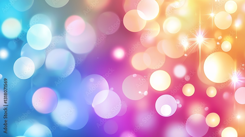 Abstract Multicolored Bokeh Background with Blurred Circles and Festive Light Effects Abstract Multicolored Bokeh Background with Blurred Circles and Festive Light Effects