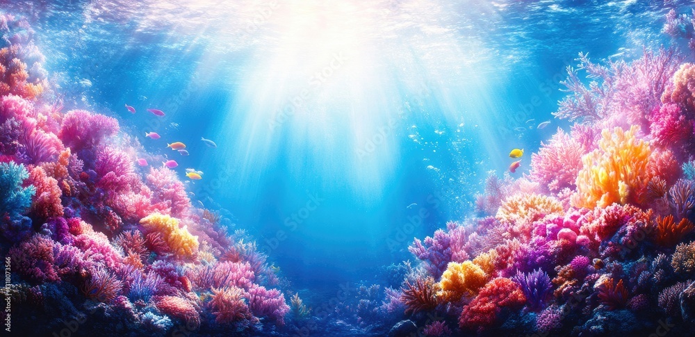 Fototapeta premium Exotic Coral Reef Scene Full of Life and Color