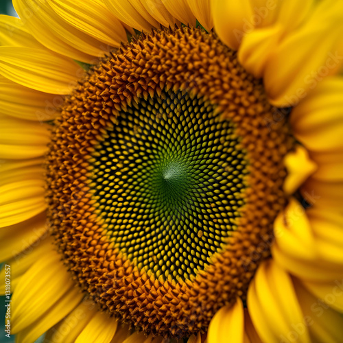 Sunflower in close-up with petals and florets