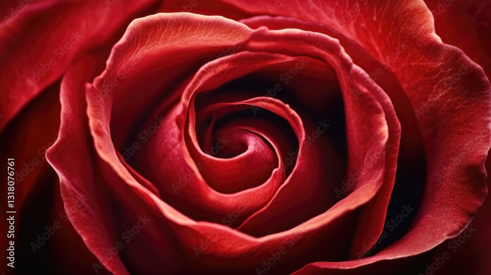 Fototapeta premium A Close Up View Of A Vivid Red Rose Bloom
