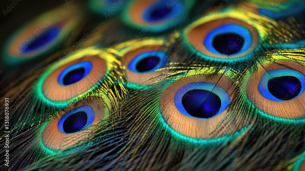 Obraz premium Close up view of peacock feathers showing intricate color patterns