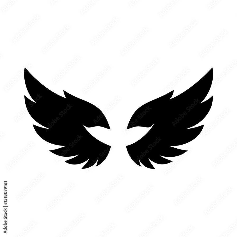 Fototapeta premium set of Black wings silhouette vector set