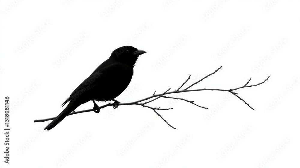 Silhouette of a bird perched on a branch Silhouette of a bird perched on a branch