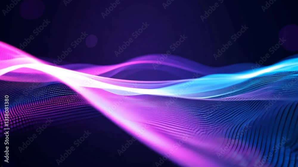 Glowing abstract waves of purple and blue light flowing smoothly in futuristic digital background. Technology concept
Glowing abstract waves of purple and blue light flowing smoothly in futuristic digital background. Technology concept