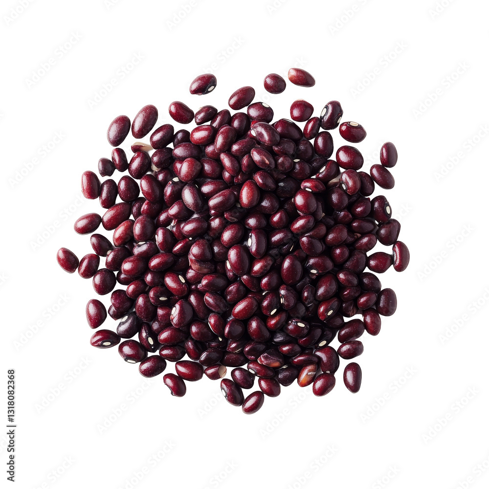 A detailed view of adzuki beans isolated on a clean background, showcasing their vibrant color and unique shape, Pile of adzuki beans isolated A detailed view of adzuki beans isolated on a clean background, showcasing their vibrant color and unique shape, Pile of adzuki beans isolated