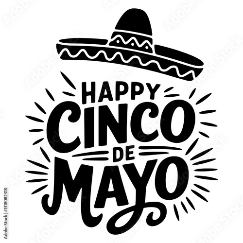 Cinco De Mayo Silhouette Typography Design – Festive Mexican Lettering Art with Bold Black Silhouettes, Vintage Calligraphy, and Creative Font Styles for Cinco De Mayo Decorations & Print Designs.