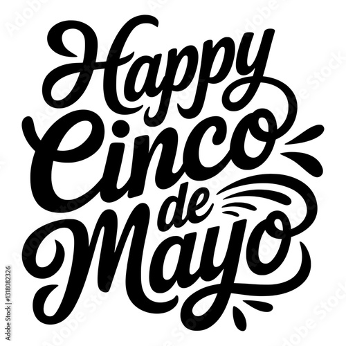 Cinco De Mayo Silhouette Typography Design – Festive Mexican Lettering Art with Bold Black Silhouettes, Vintage Calligraphy, and Creative Font Styles for Cinco De Mayo Decorations & Print Designs.
