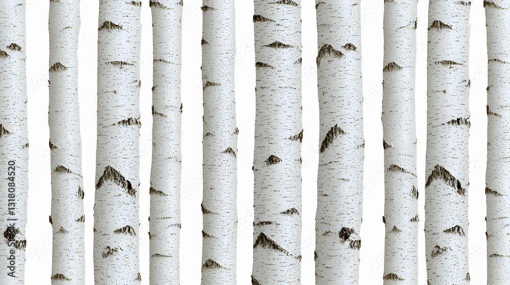 Seamless Texture of Birch Tree Trunks With White Bark And Black Markings On A White Backdrop Ideal For Wallpaper Seamless Texture of Birch Tree Trunks With White Bark And Black Markings On A White Backdrop Ideal For Wallpaper