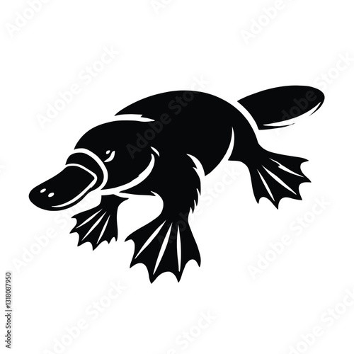 Platypus Silhouette Swimming