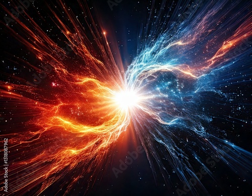Two galaxies collide in slow motion.
