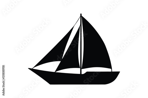 Sailboat silhouette on white background