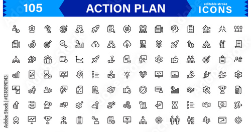 Action Plan Icon Set. High-Quality Icons for Planning, Strategy, Project Management, and Task Scheduling Solutions
