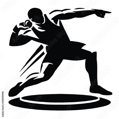 Shot Put Athlete in Silhouette