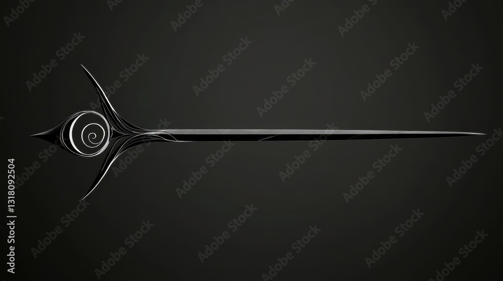 Elegant and Minimalistic Sword Design with Intricate Spiral Ornamentation on a Dark Background for Artistic and Fantasy Themes Elegant and Minimalistic Sword Design with Intricate Spiral Ornamentation on a Dark Background for Artistic and Fantasy Themes