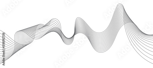 Abstract black wavy lines background with copy space.