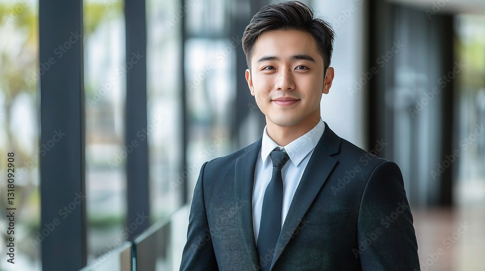 Confident Asian Businessman in Tailored Suit Attending Meeting Confident Asian Businessman in Tailored Suit Attending Meeting