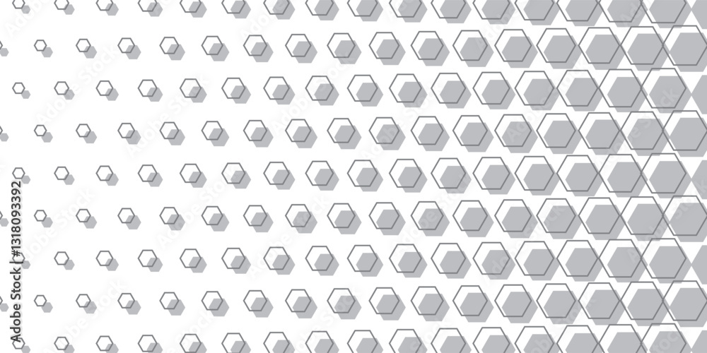 Smooth transition of geometric pattern with hexagon shape. Black isolated on white background. For sporty background and jersey design. Vector Format Illustration
