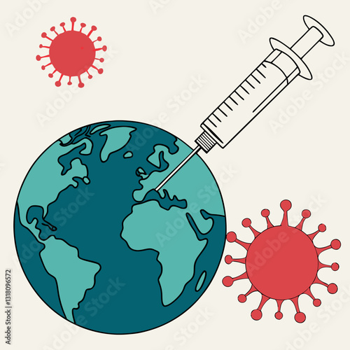 Global Vaccination Campaign: A stylized Depiction of World Health Initiative