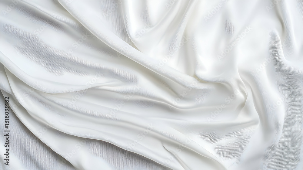 Obraz premium Flowing White Fabric With Intricate Textured Pattern and Soft Folds in Elegant Drapery