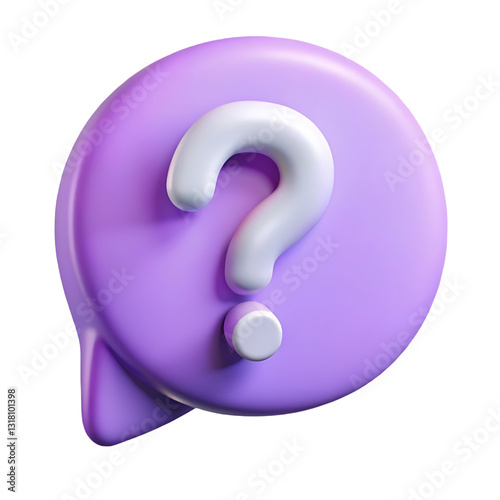 3D Purple Chat Bubble with White Question Mark Icon