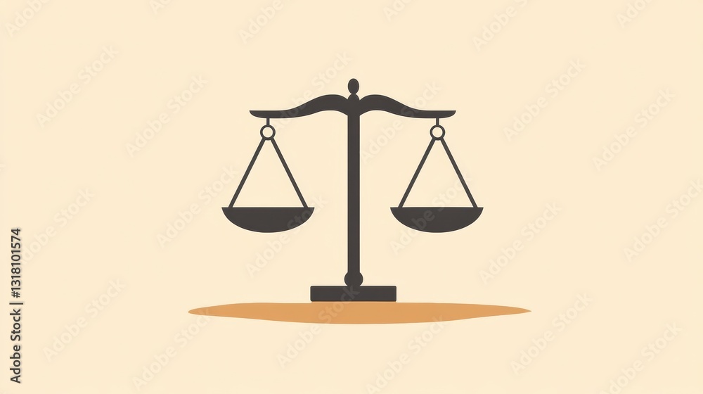 Elegant and Simplistic Illustration of Justice Scales Representing Balance, Fairness, and Legal Integrity in Minimalist Design Style