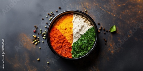 Fototapeta Naklejka Na Ścianę i Meble -  representing indian flag - tricolor in bowl