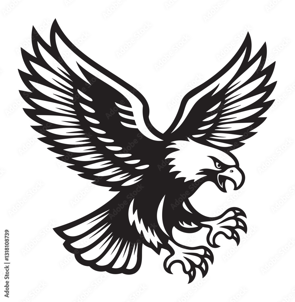 Fototapeta premium Eagle American Attack Flying USA Patriotic Bird Hawk