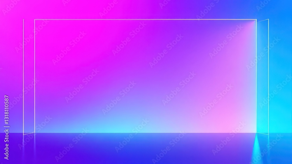 Fototapeta premium a bright neon colored background with a square glass frame,