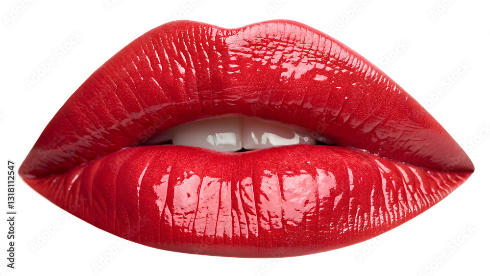 Fototapeta premium red female lips isolated on white or transparent background, png