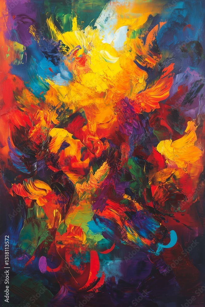 Black and Dark Academia style artwork and Oil Painting, home decor for moody and dark theme a painting of a colorful abstract painting