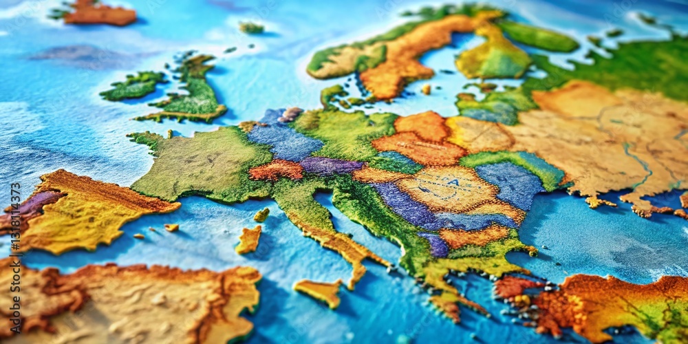 Europe EU Map: Stunning Aerial View, Rule of Thirds Composition Europe EU Map: Stunning Aerial View, Rule of Thirds Composition