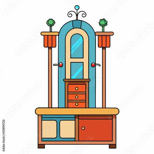 vector illustration of hall tree